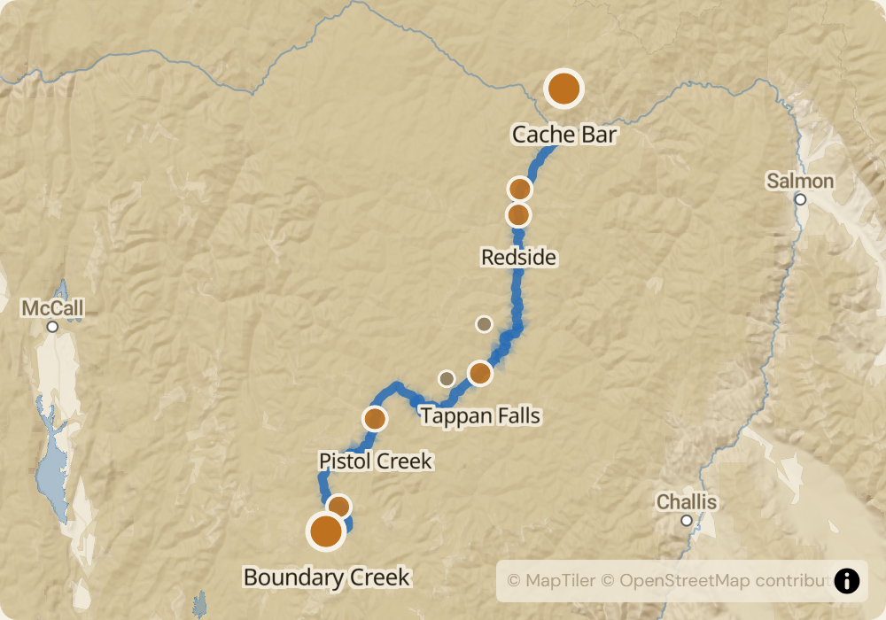Middle Fork of the Salmon route map