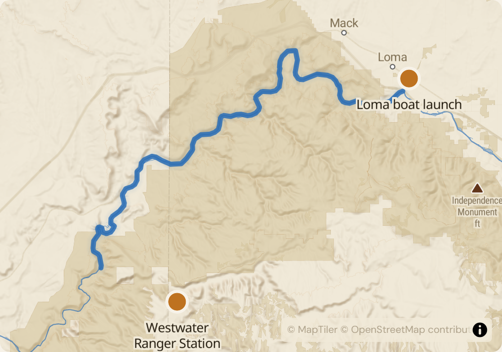 Ruby and Horsethief Canyons route map
